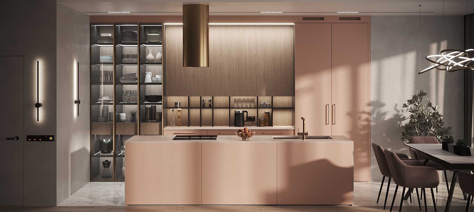 Розовый кварц матовый / Дуб&nbsp;Майами&nbsp;